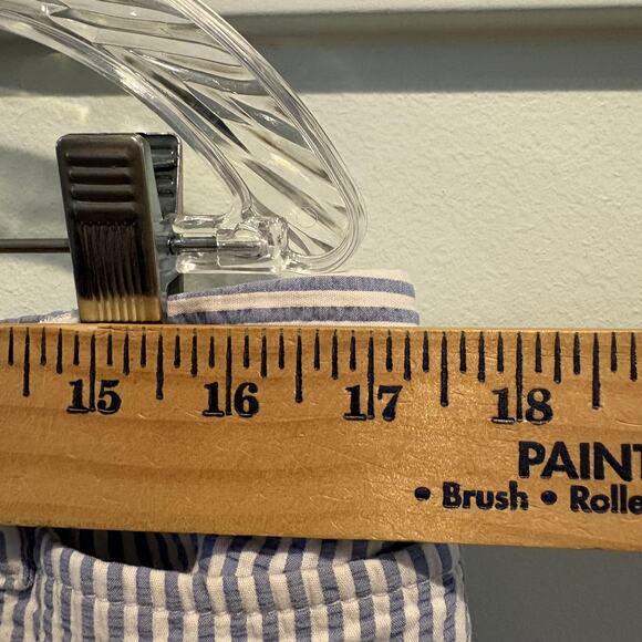 Talbots Pants Womens 12 Blue White Perfect Crop Seersucker Striped Ankle Capri - Picture 12 of 15